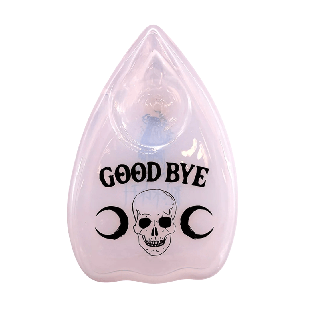 BlackCraft - Planchette Hand Pipe in translucent pink featuring skull and moon design with &