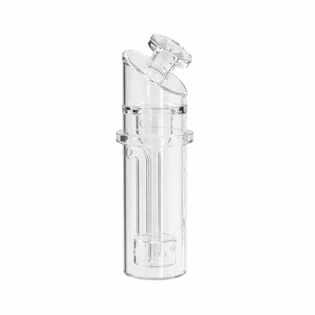 Dr. Dabber Switch 2 incycler glass attachment showing vertical chamber design with internal water recycling and angled mouthpiece
