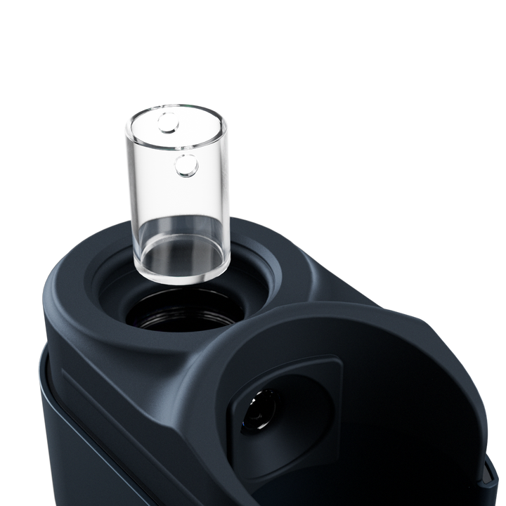Dr. Dabber Switch Go 14mm pure quartz insert close-up inside titanium chamber.