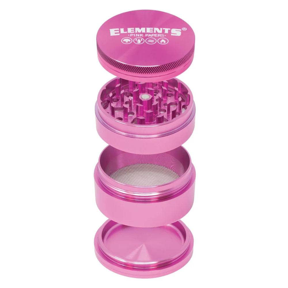 Elements pink 4 piece aluminum grinder
