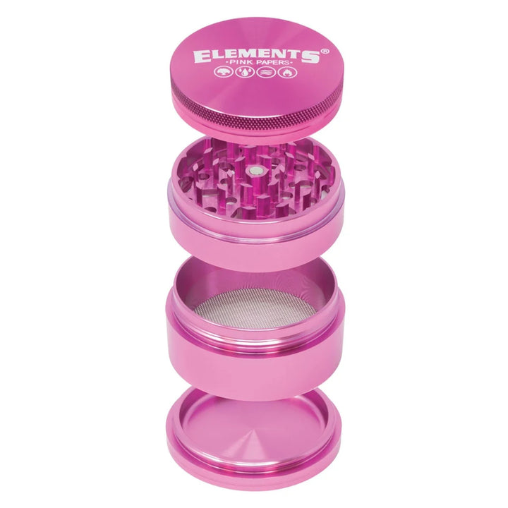 Elements pink 4 piece aluminum grinder