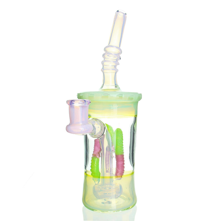Emperial Glass Candy Cup Green Pink — themed dab rig sculpted to look like a candy cup in green and pink colorway