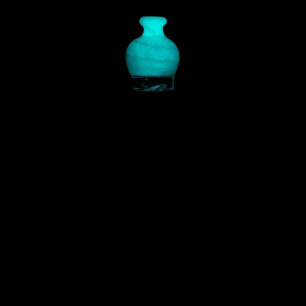 Empire Glassworks bulb pivot top glow in the dark glass illuminated under low light