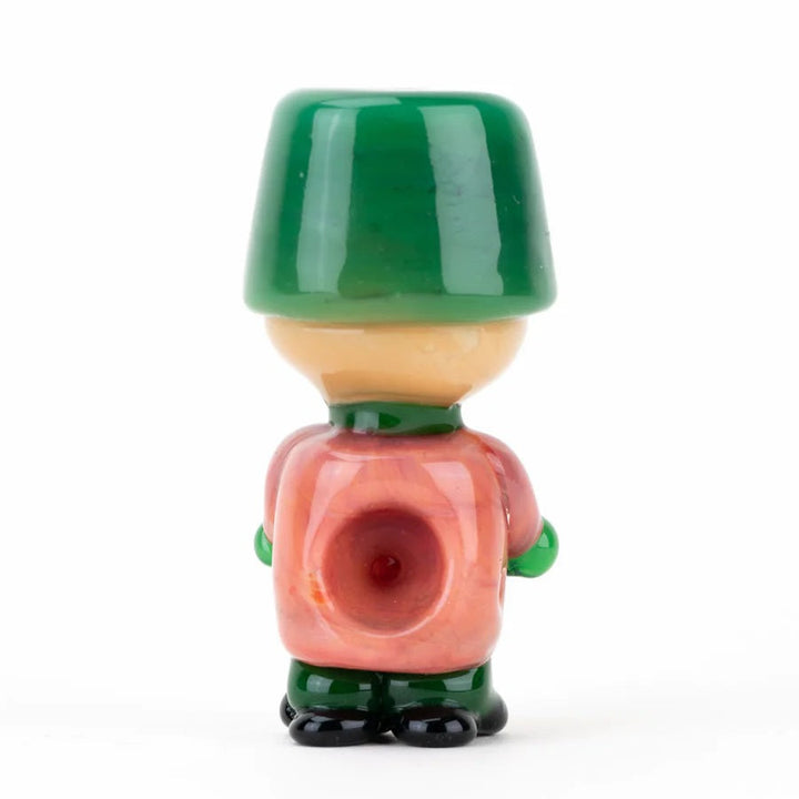 Empire Glassworks K-Dawg Pipe — Kyle-inspired South Park glass hand pipe, back view of hat details