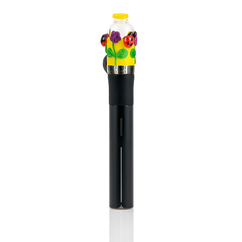 Empire Glassworks Puffco Pivot Top – Sunshine Garden edition on Pivot, floral glass design in full bloom.