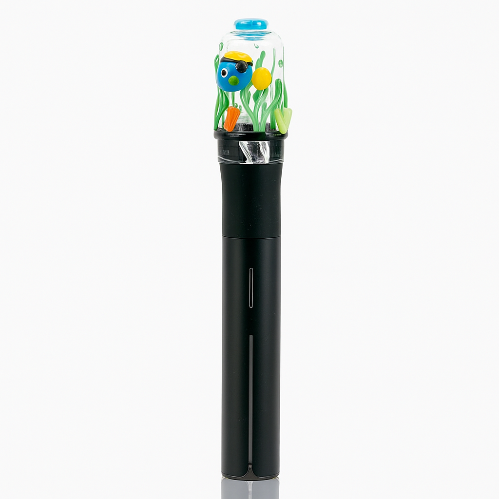 Empire Glassworks Puffco Pivot Top – Under the Sea edition mounted on Pivot, coral and sea creature glass design.