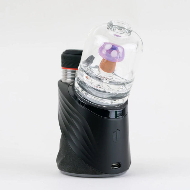 Purple Mushroom Puffco Peak Glass Top by Empire Glassworks – back angle highlighting full design.