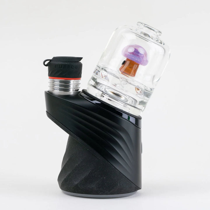 Empire Glassworks Purple Mushroom Puffco Peak Top – mounted on Peak Pro, front-facing display.