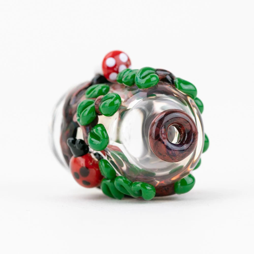 Empire Glassworks Renew the Redwoods Pivot Top – laying shot showing trunk texture and forest detail.