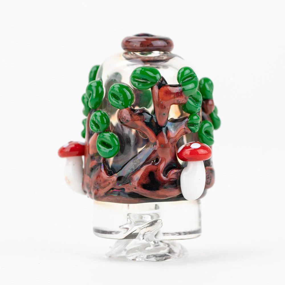 Renew the Redwoods Puffco Pivot glass top by Empire Glassworks – hand-sculpted woodland theme.