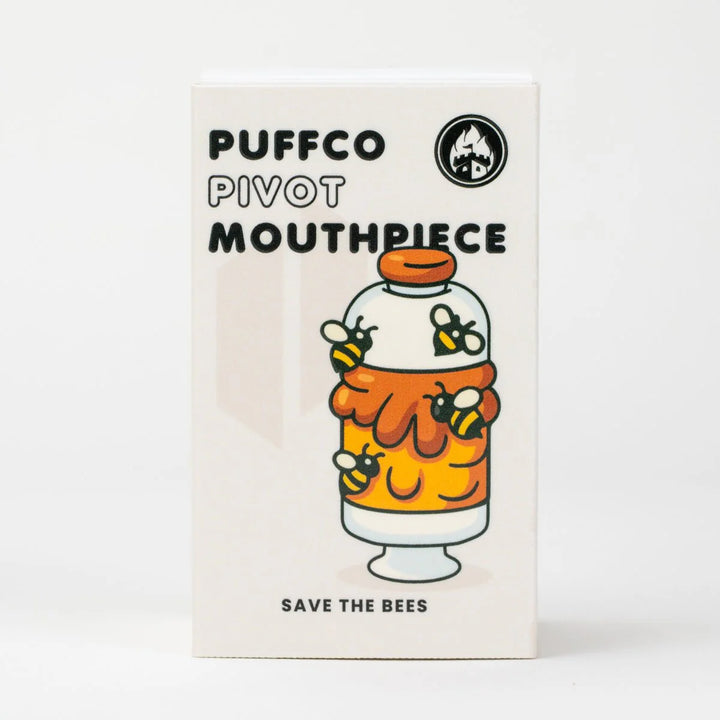 Empire Glassworks Puffco Pivot Top Save the Bees – boxed packaging featuring bee and hive artwork.