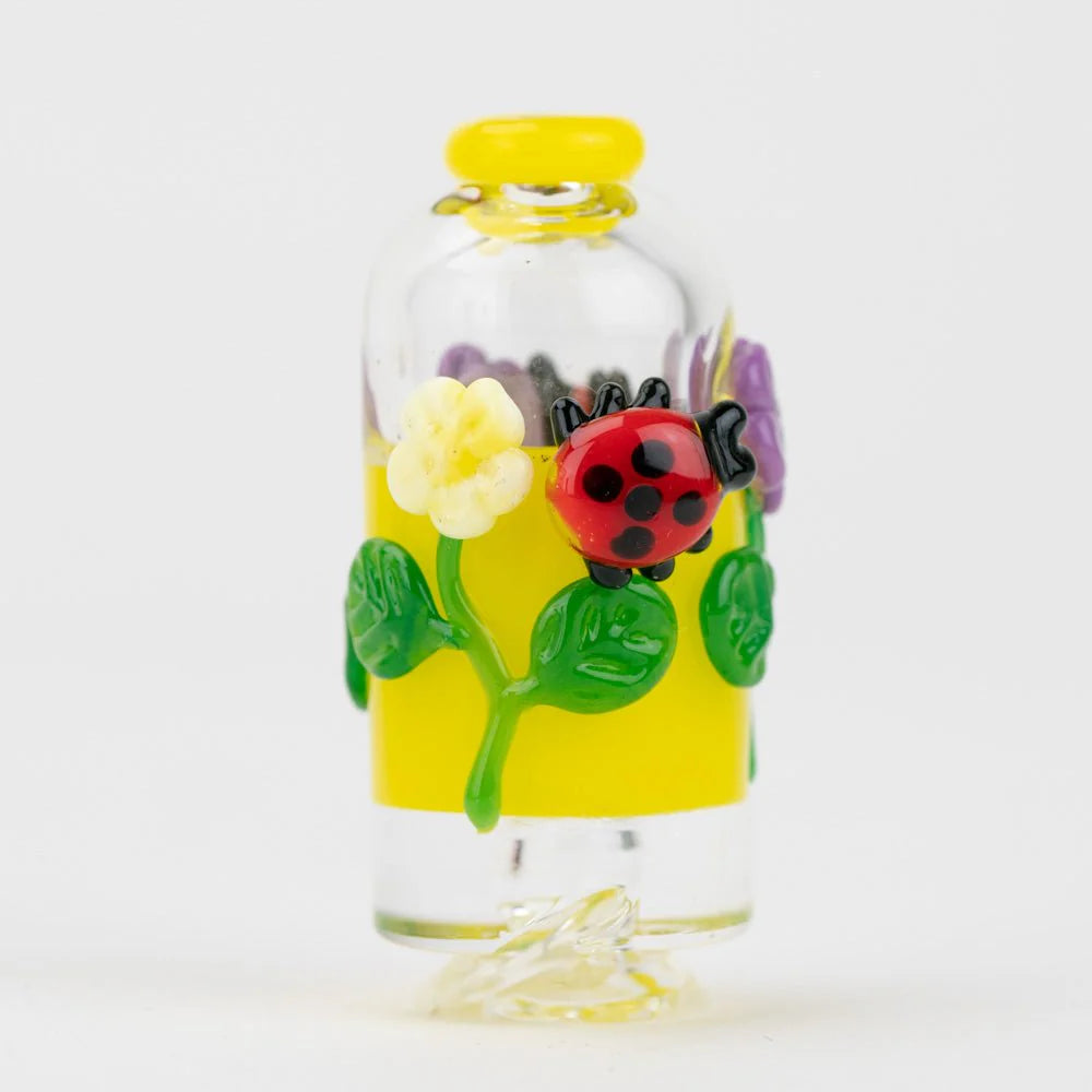 Sunshine Garden Puffco Pivot glass top by Empire Glassworks – hand-crafted flower bouquet theme.