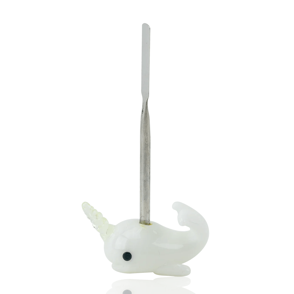 Empire Glassworks Radioactive Narwhal Dabber — glowing narwhal glass dabber tool, hero shot