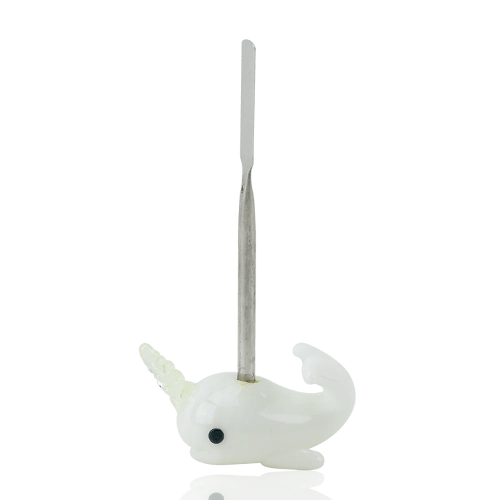 Empire Glassworks Radioactive Narwhal Dabber — glowing narwhal glass dabber tool, hero shot