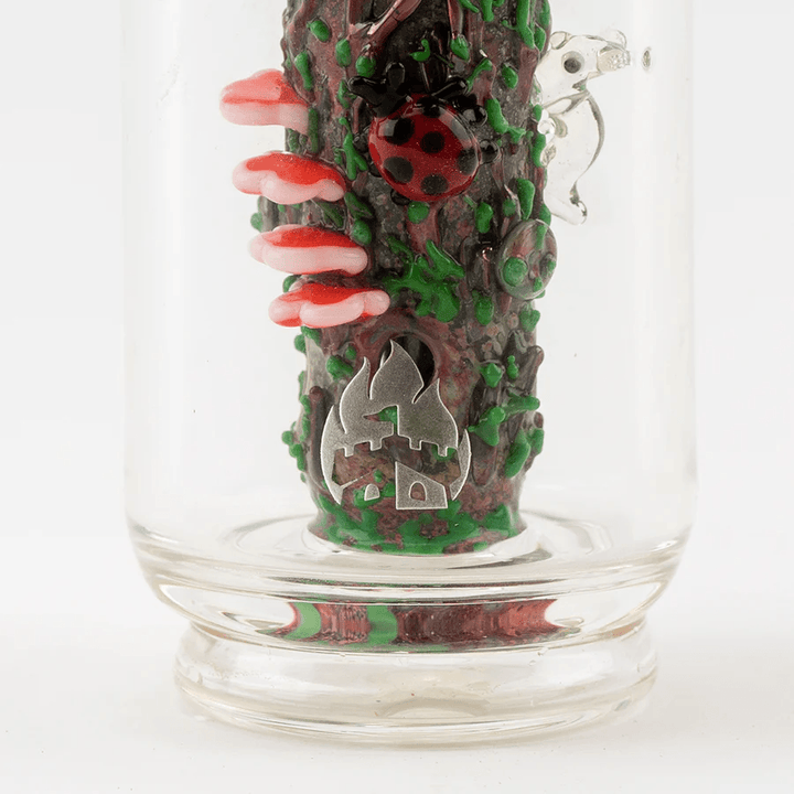 Empire Glassworks Renew The Redwood Peak Attachment — redwood forest glass top for Puffco Peak, angled view