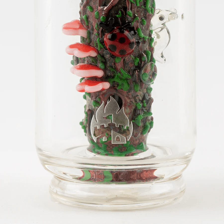 Empire Glassworks Renew The Redwood Peak Attachment — redwood forest glass top for Puffco Peak, angled view