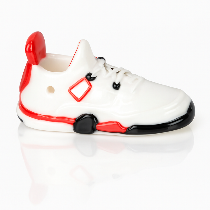 white jordan Borosilicate glass sneaker pipe by Empire Glassworks