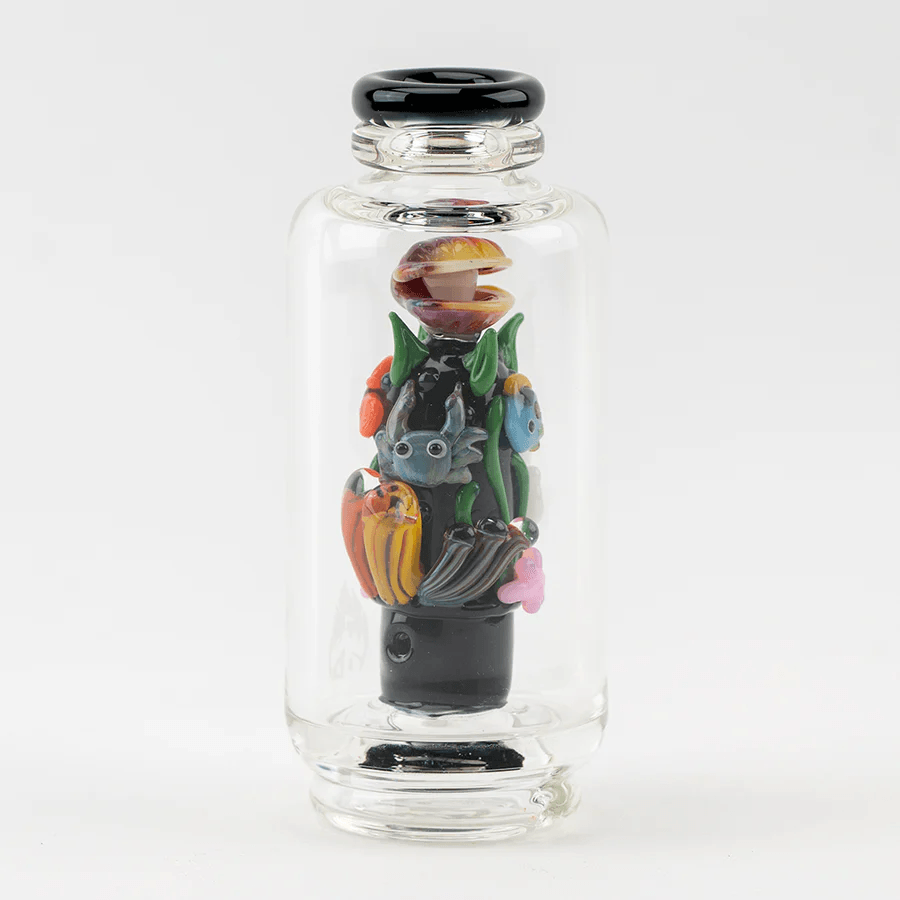 Empire Glassworks Save The Seas Peak Attachment — ocean-themed glass top for Puffco Peak, side profile