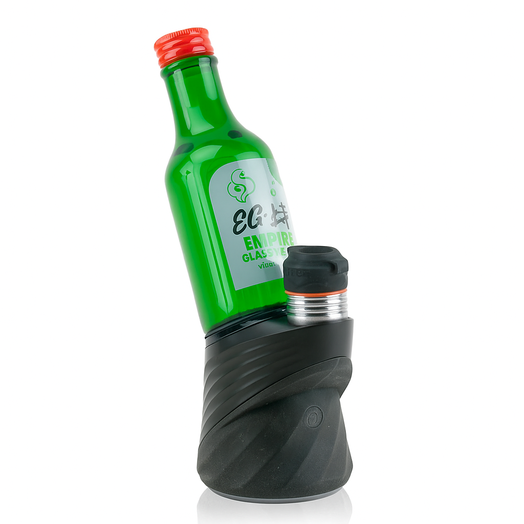 Empire Soju Bottle Top installed on Puffco Peak vaporizer