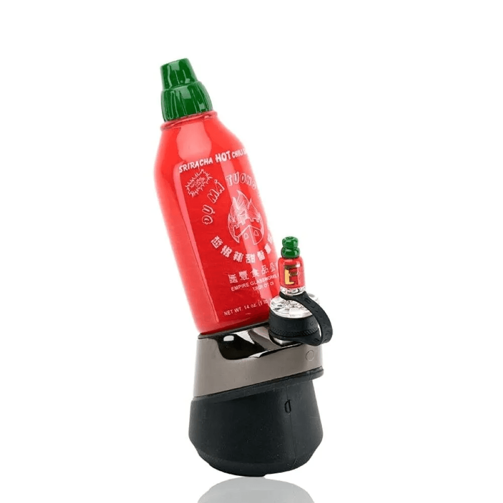 Empire Glassworks Sriracha Bottle Peak Attachment — sriracha bottle glass top for Puffco Peak, hero shot