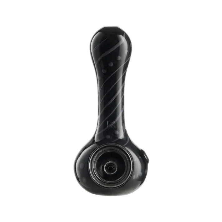 EYCE - Silicone ORAFLEX Spoon Pipe - Floral in sleek black with subtle swirl and dot pattern, part of Eyce&