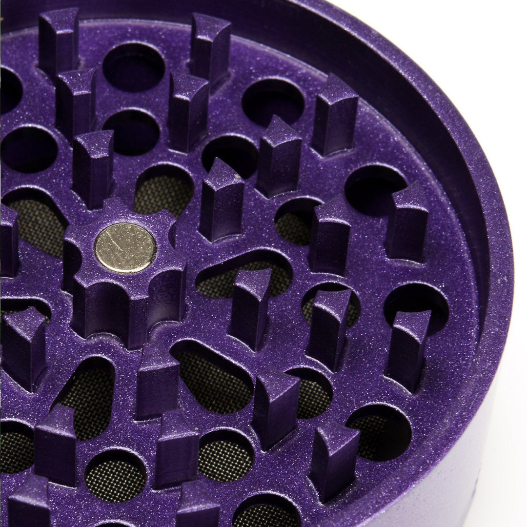 Underneath top view of purple SLX ceramic coated grinder