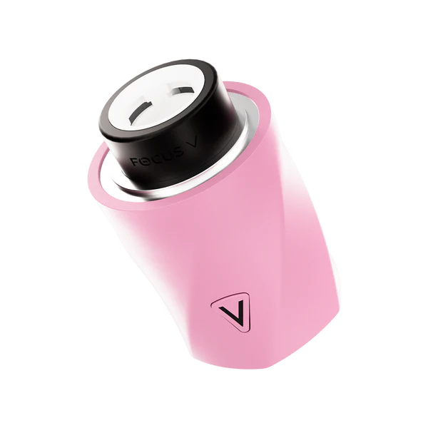 Focus V Aeris Bubblegum Pink – angled close-up of ceramic chamber with magnetic top.