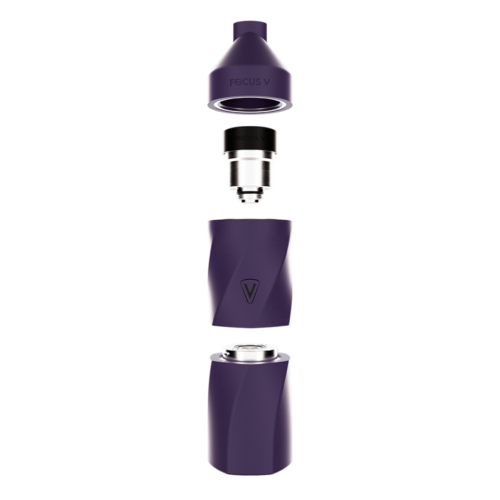 Focus V Aeris Vaporizer in Grape – exploded view modular component breakdown