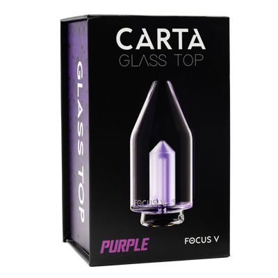 Focus V CARTA glass top replacement retail box front, purple colorway edition for Focus V CARTA glass attachment