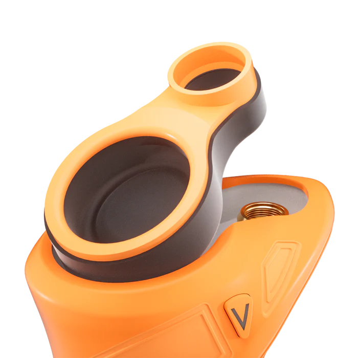 Focus V CARTA Sport silicone base close-up in tangerine, emphasizing grip texture and ergonomic design