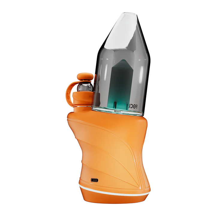 Focus V CARTA Sport tangerine edition angled profile, compact smart eRig built for travel and daily use