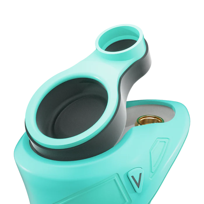 Focus V CARTA Sport top view in teal, showing airflow opening and removable silicone airpath