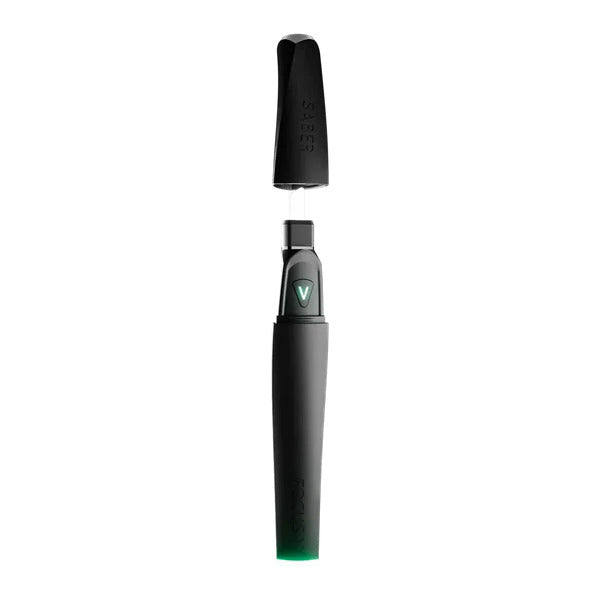 Focus V Saber Black – upright closed view with LED indicator.