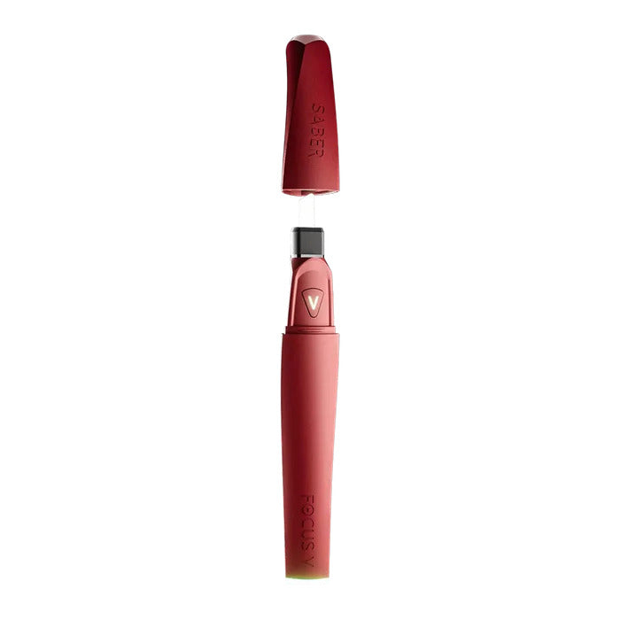 Focus V Saber Bordeaux – red metallic finish with exposed ceramic heating element.