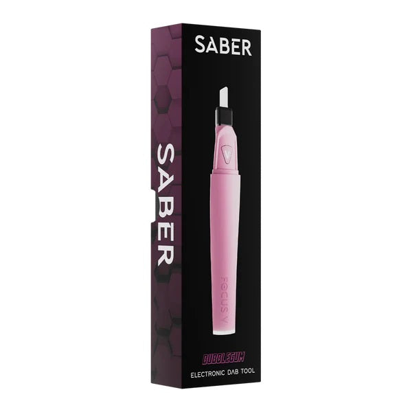 Focus V Saber Dab Tool Bubblegum – pink retail box with branding.