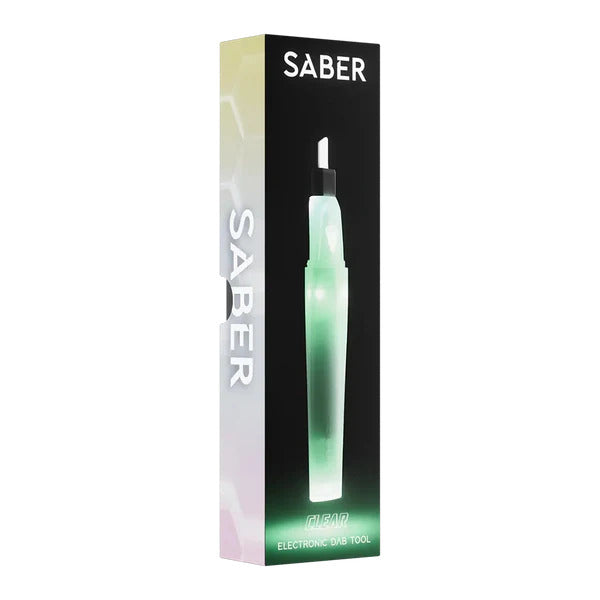 Focus V Saber Clear – upright transparent finish with glowing LED band.