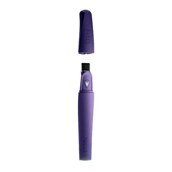 Focus V Saber Grape – exposed ceramic heating tip for detailed view.