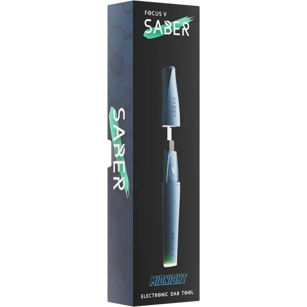 Focus V Saber Dab Tool Midnight – retail packaging in dark blue with silver branding.