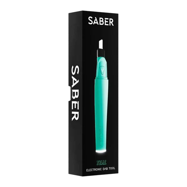 Focus V Saber Dab Tool Teal – retail box packaging with teal color artwork.
