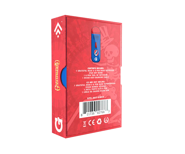 G Pen Dash Grateful Dead – back of packaging showing specifications and product features.