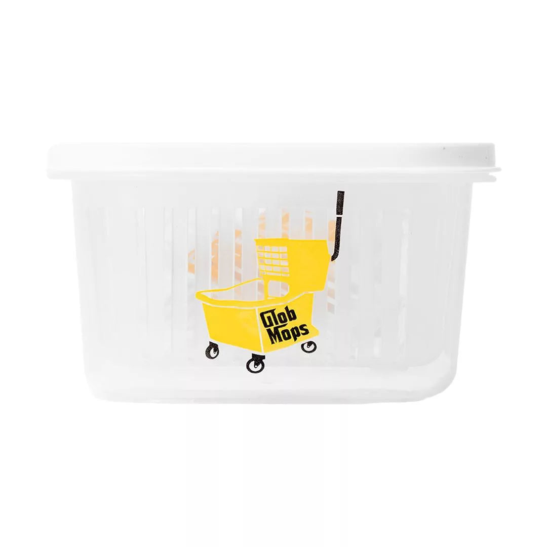Glob Mops square mop bucket open view showing deep inner basket for cleaning tools and accessories