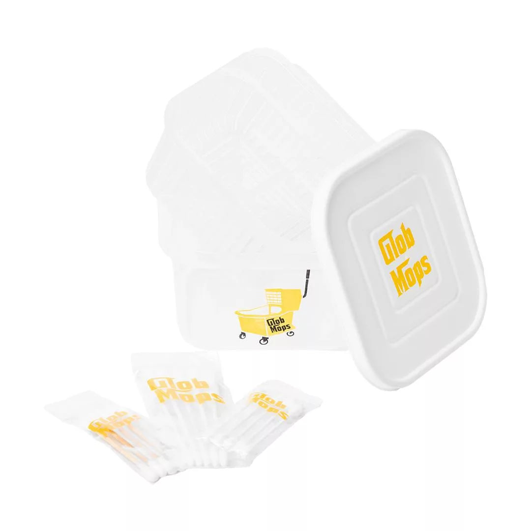 Glob Mops square mop bucket angled view highlighting leak-resistant lid and compact footprint