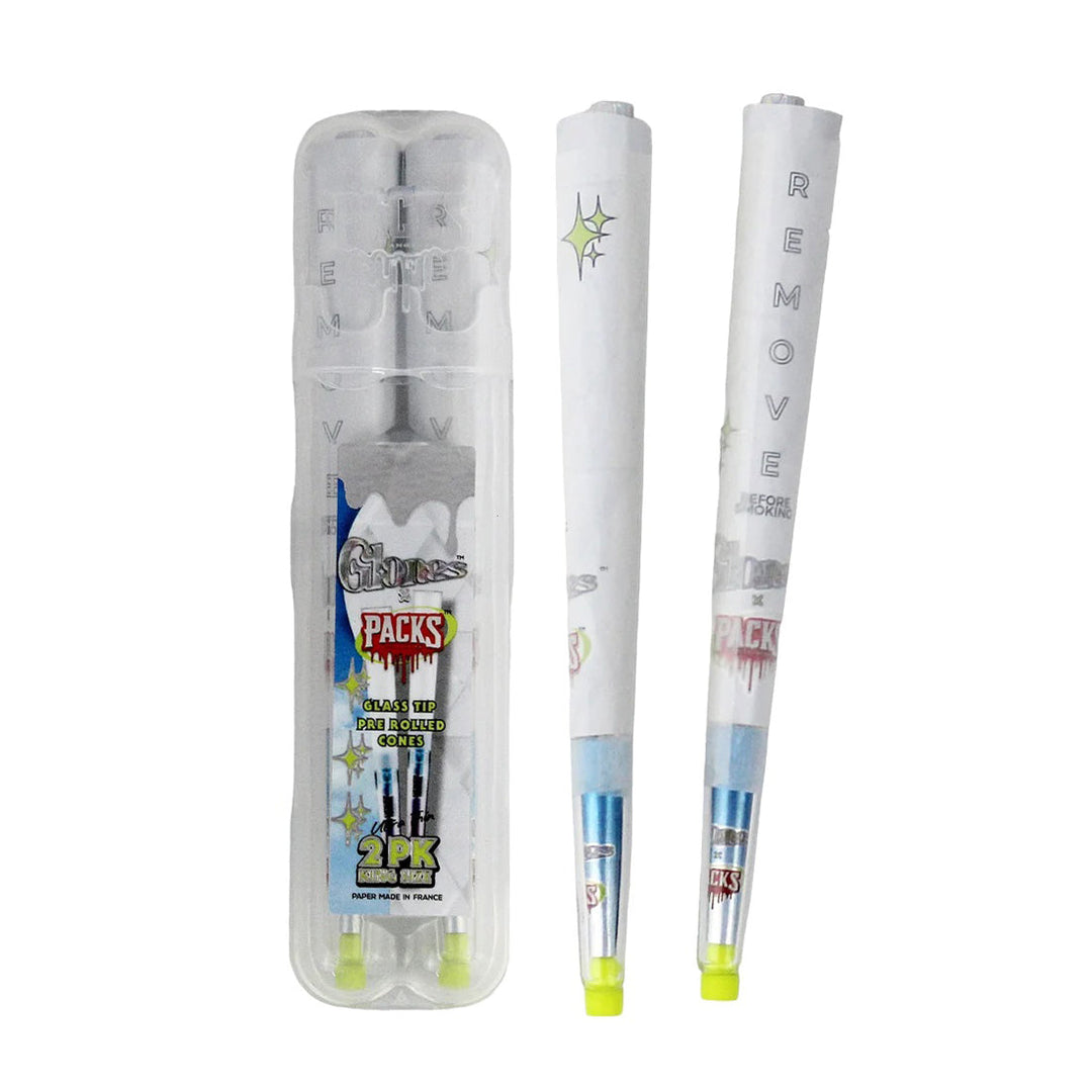 Glones x Packs King Size Glass Tip Cones — 2 pack pre-rolled cones with glass tips
