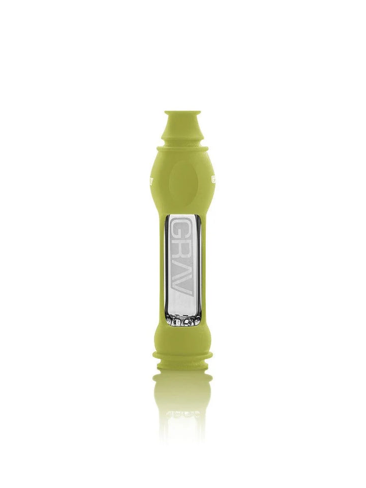 GRAV 16mm OctoTaster in Avocado silicone skin over faceted borosilicate glass.