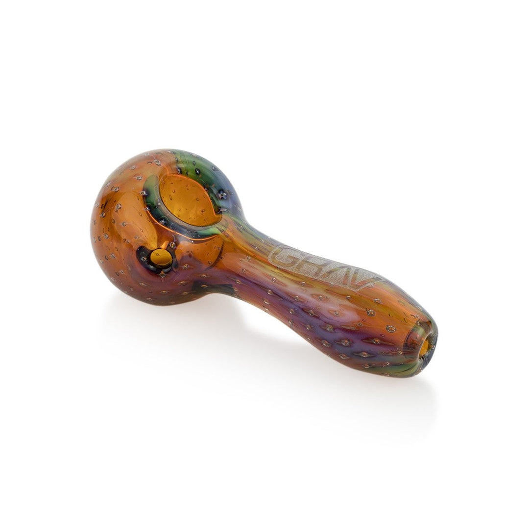 GRAV Bubble Trap Spoon in Amber — 4" glass hand pipe with ash-trap mouthpiece