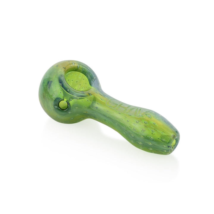 GRAV Bubble Trap Spoon in Green — 4" glass hand pipe with ash-trap mouthpiece