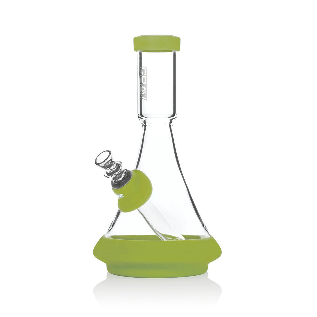 GRAV Deco Water Pipe in Silicone in Avocado Green — 9" glass beaker bong with silicone skin