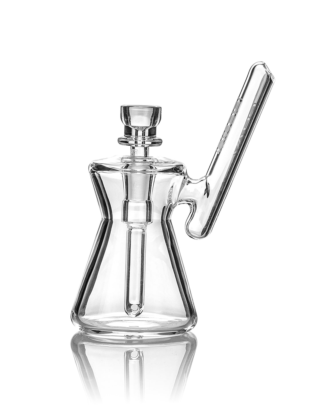 GRAV Hourglass Pocket Bubbler Clear – left side view showing the 10mm female joint and diffused downstem.