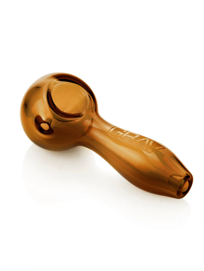 GRAV Classic Spoon glass pipe amber color thick glass bowl side angle