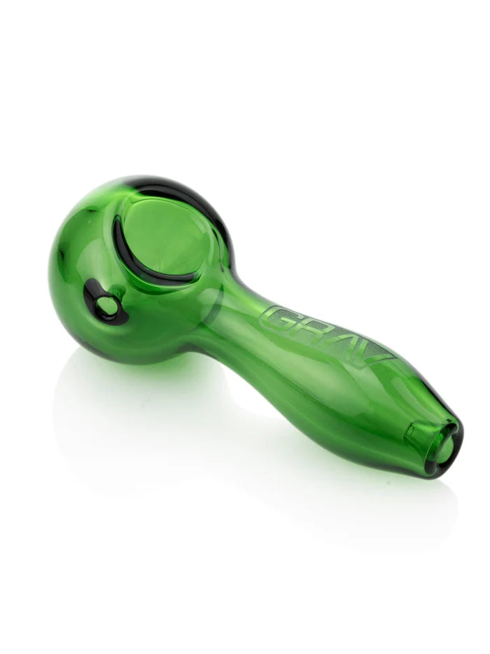 GRAV Classic Spoon glass pipe green color classic spoon shape side view